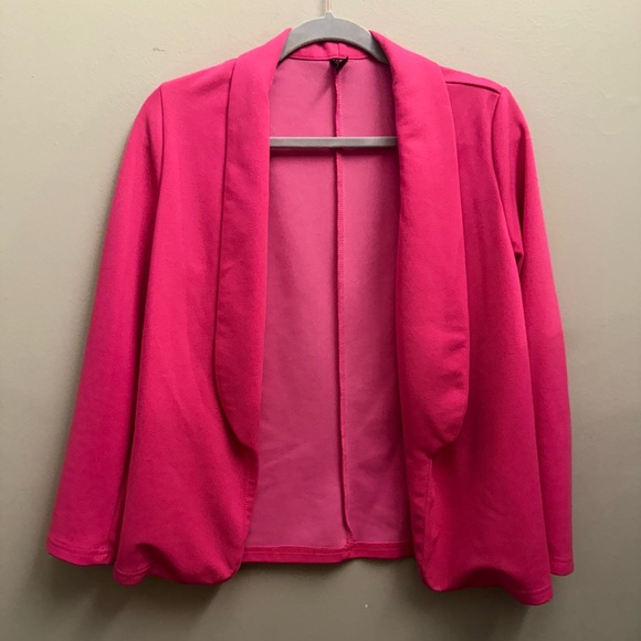 SHEIN Jackets & Blazers - SHEIN Vibrant Pink Open Front Blazer